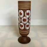 W Germany Round White and Red Matte and Enameled Vase