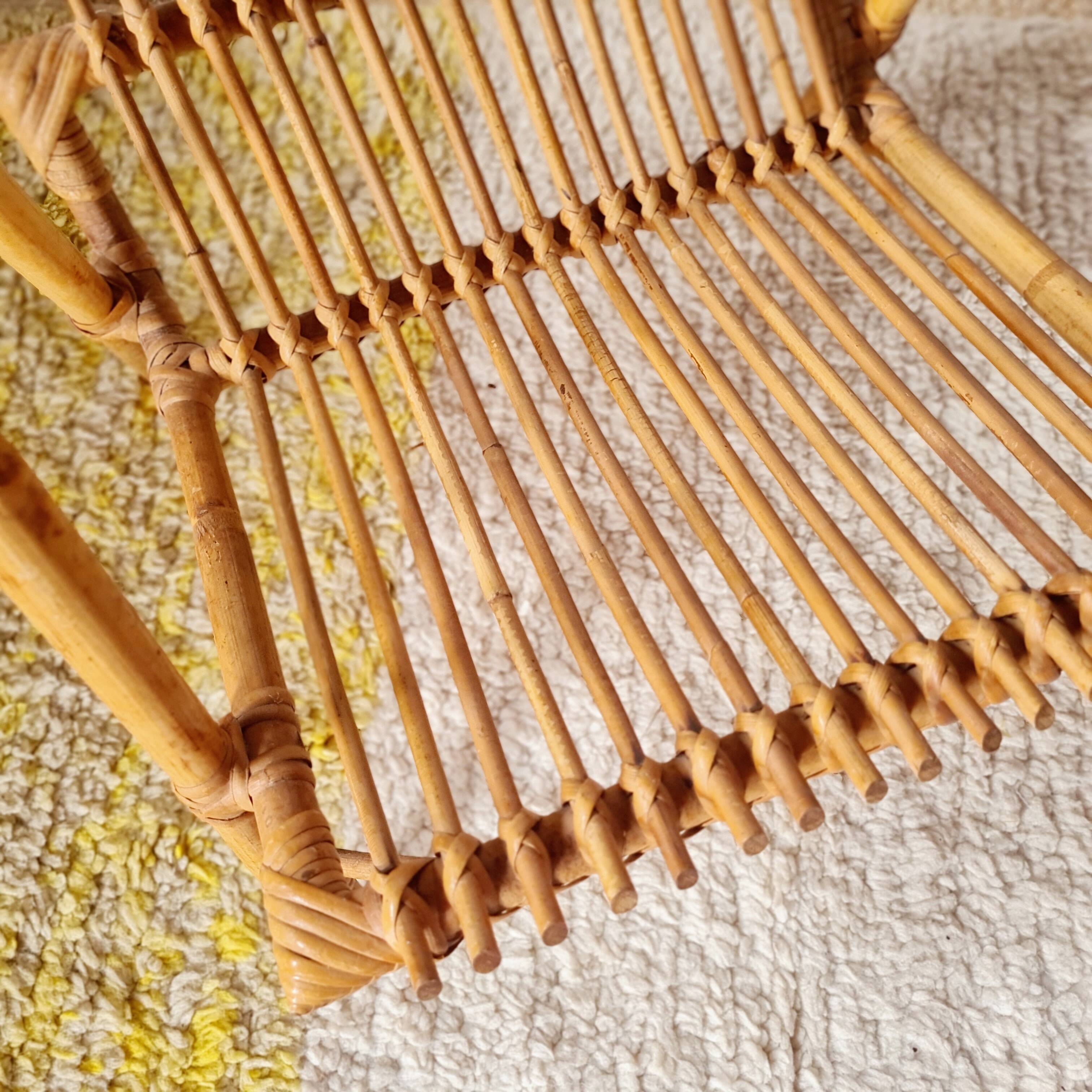 Side table magazine rack in rattan - 1960 design
