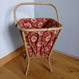 Square-shaped 1960s wicker knitting cart worker