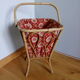 Square-shaped 1960s wicker knitting cart worker