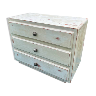 Meuble de rangement 3 tiroirs en bois patiné