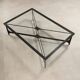 Small antique coffee table in black lacquered iron and glass, Italy, 20th century.
