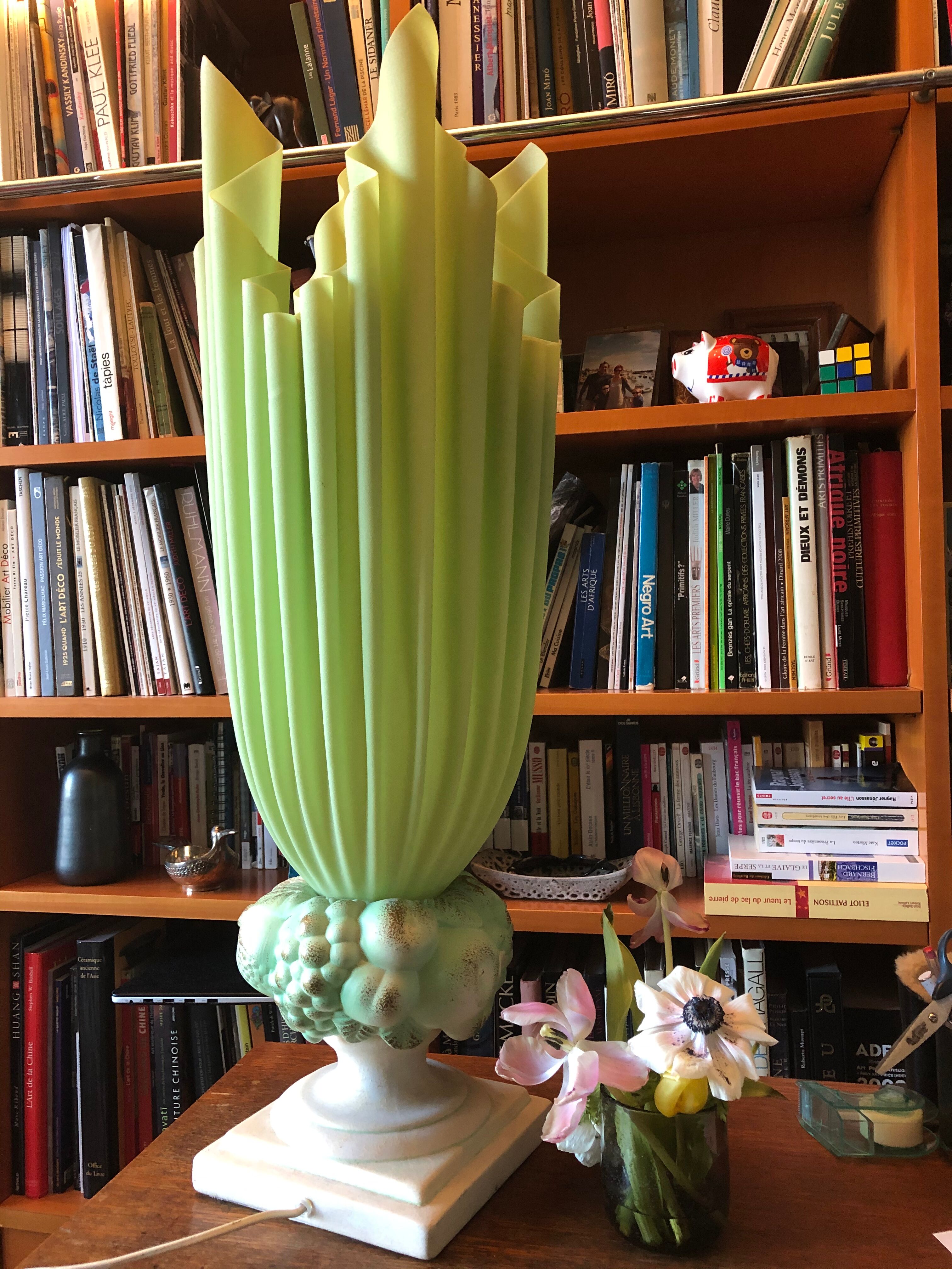 Green resin lamp signed Georgia Jacob circa 1970