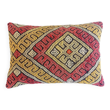 Coussin en kilim en laine tissé à la main vintage, style mauresque, milieu du 20e siècle