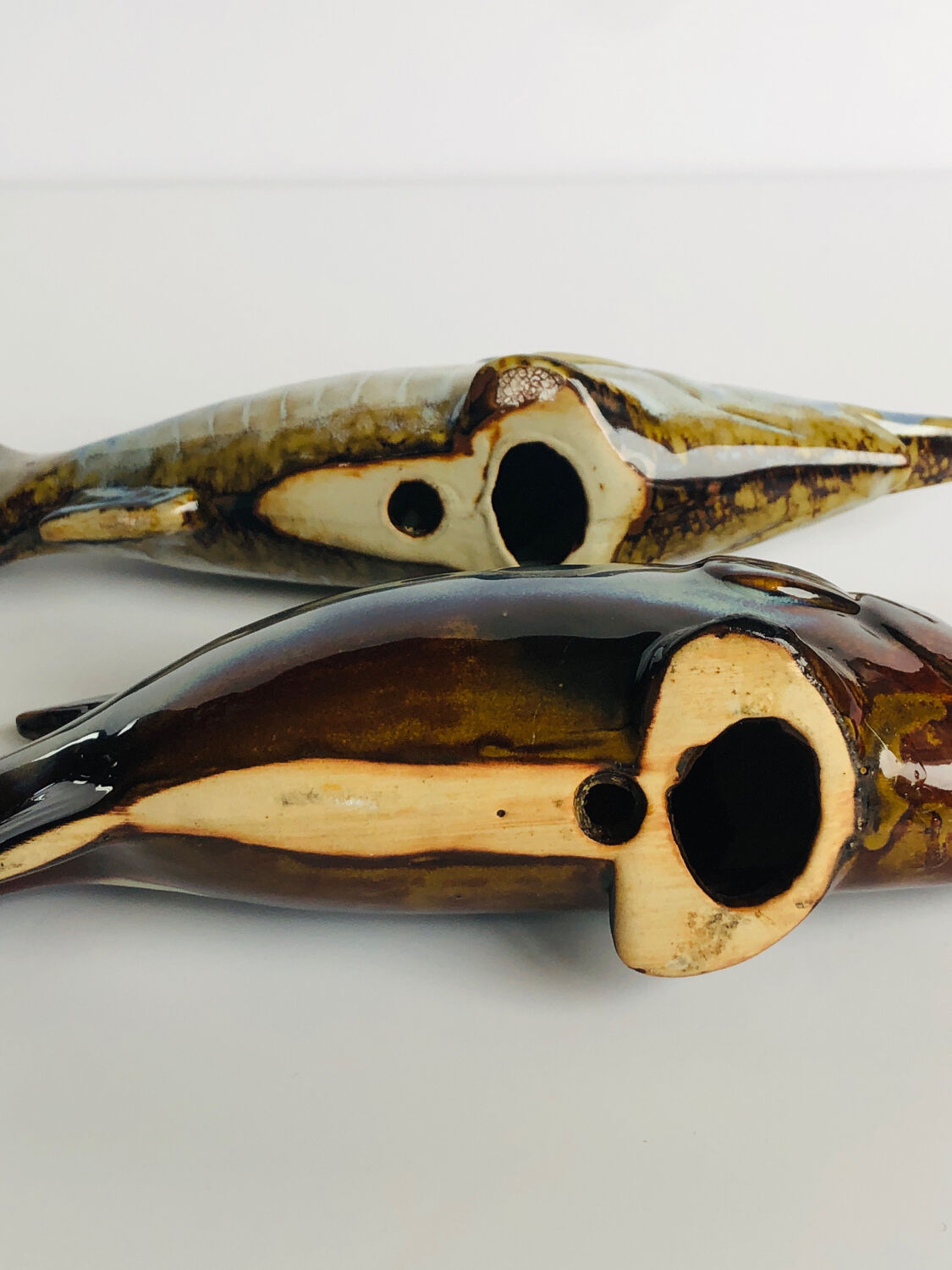 2 fish in glazed ceramic vintage