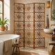 Vintage 1960s curved rattan screen