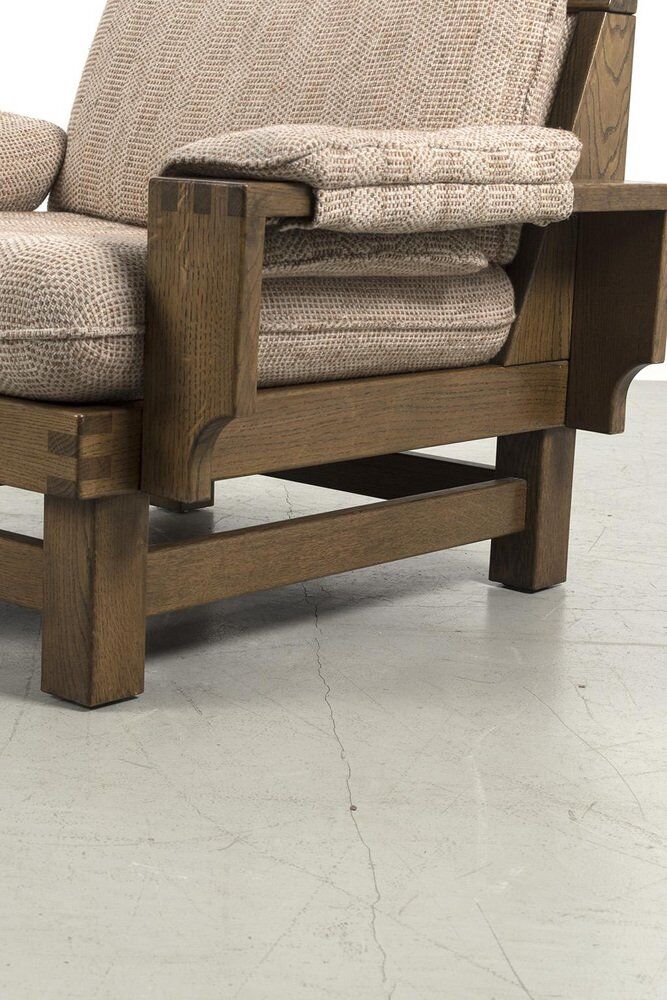 Vintage Brutalist Oak Armchair