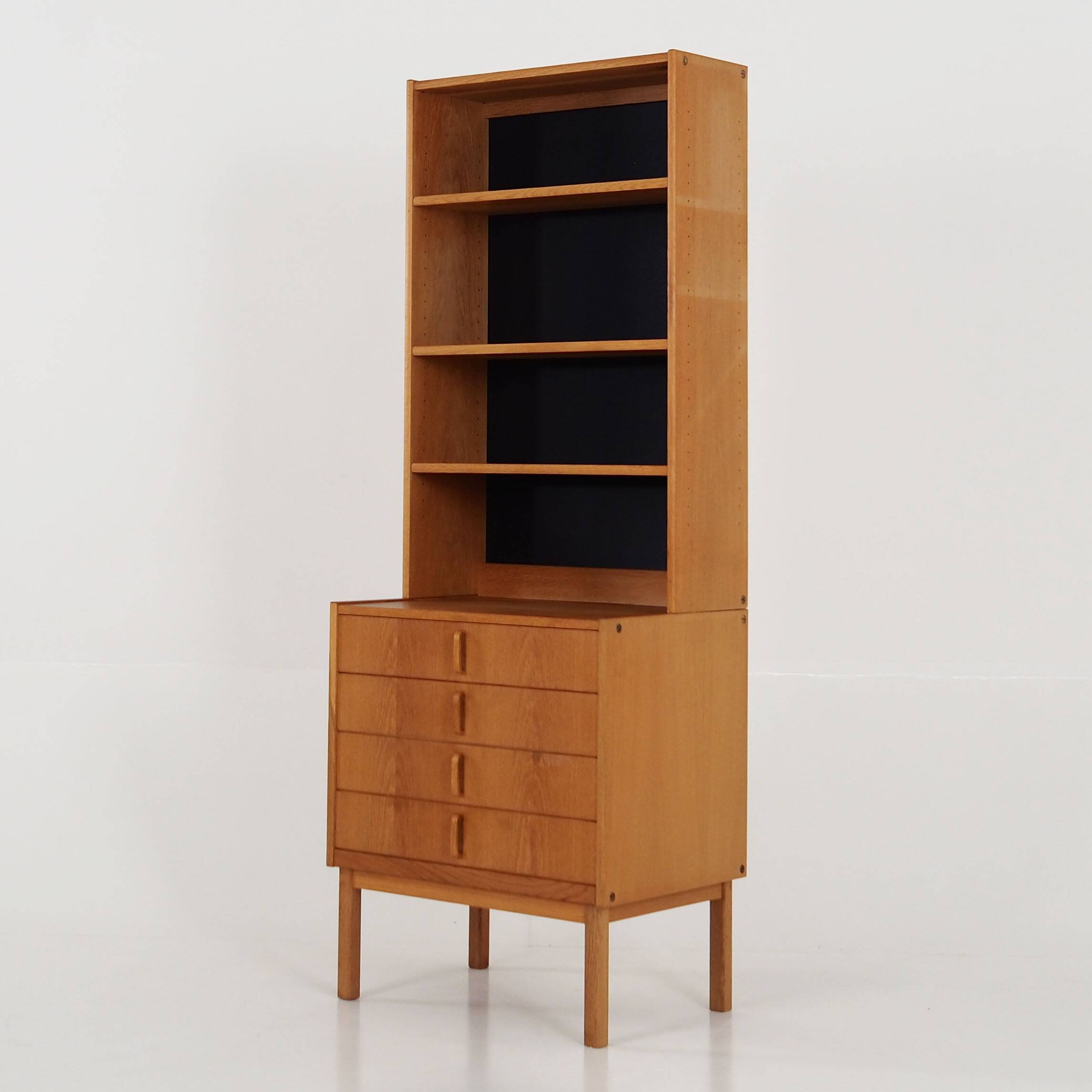 Bookcase with ash veneer, design by B.Fridhagen, 1970s