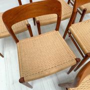 1950s set of 6 vintage Danish teak dining chairs No. 75 by Niels O. Møller