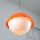 Space Age Italian Orange Plexiglass Pendant Lamp, 1970s