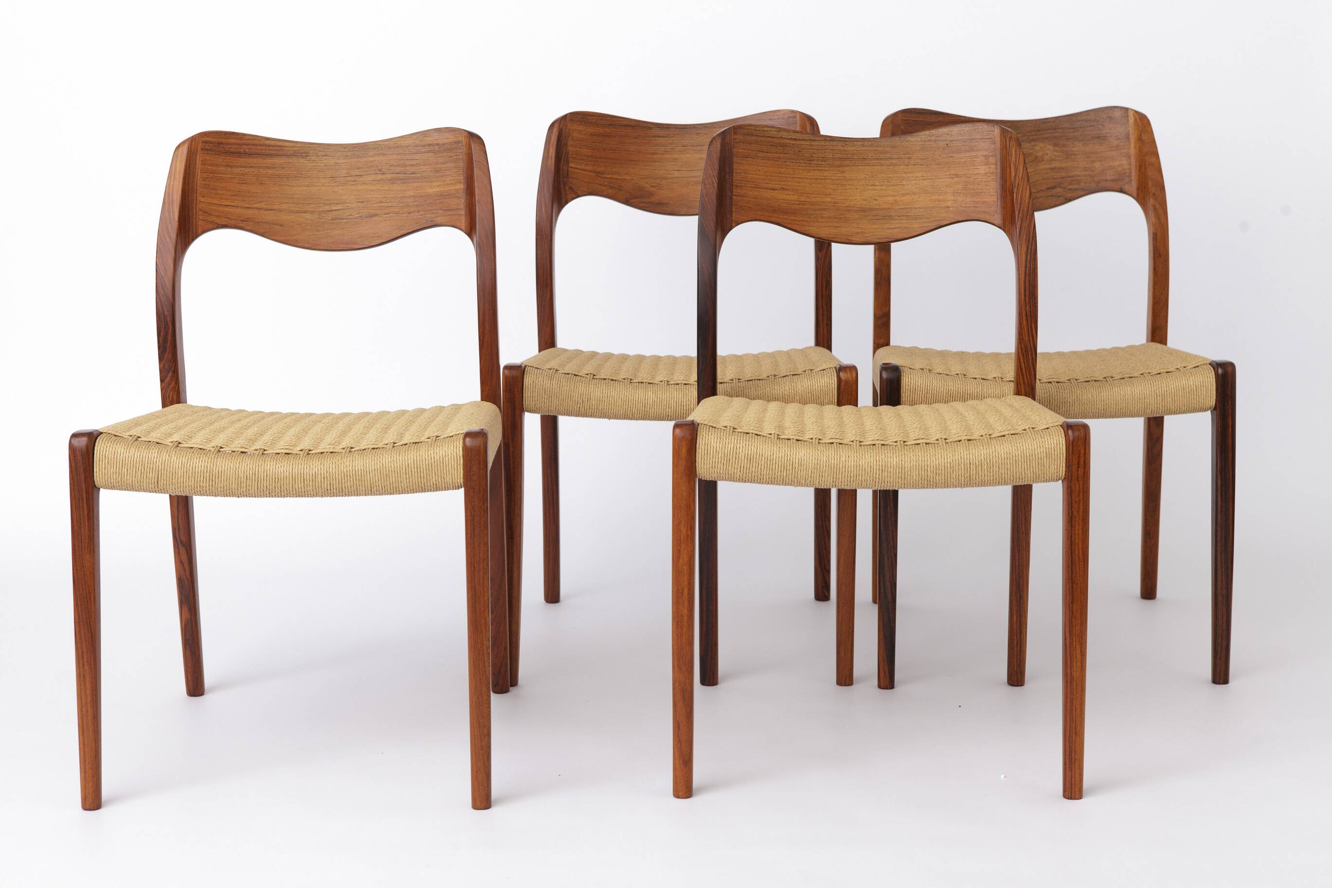 4 of 6 Niels Otto Møller Model 71 Chairs, 1960s Danish Mid Century Rosewood