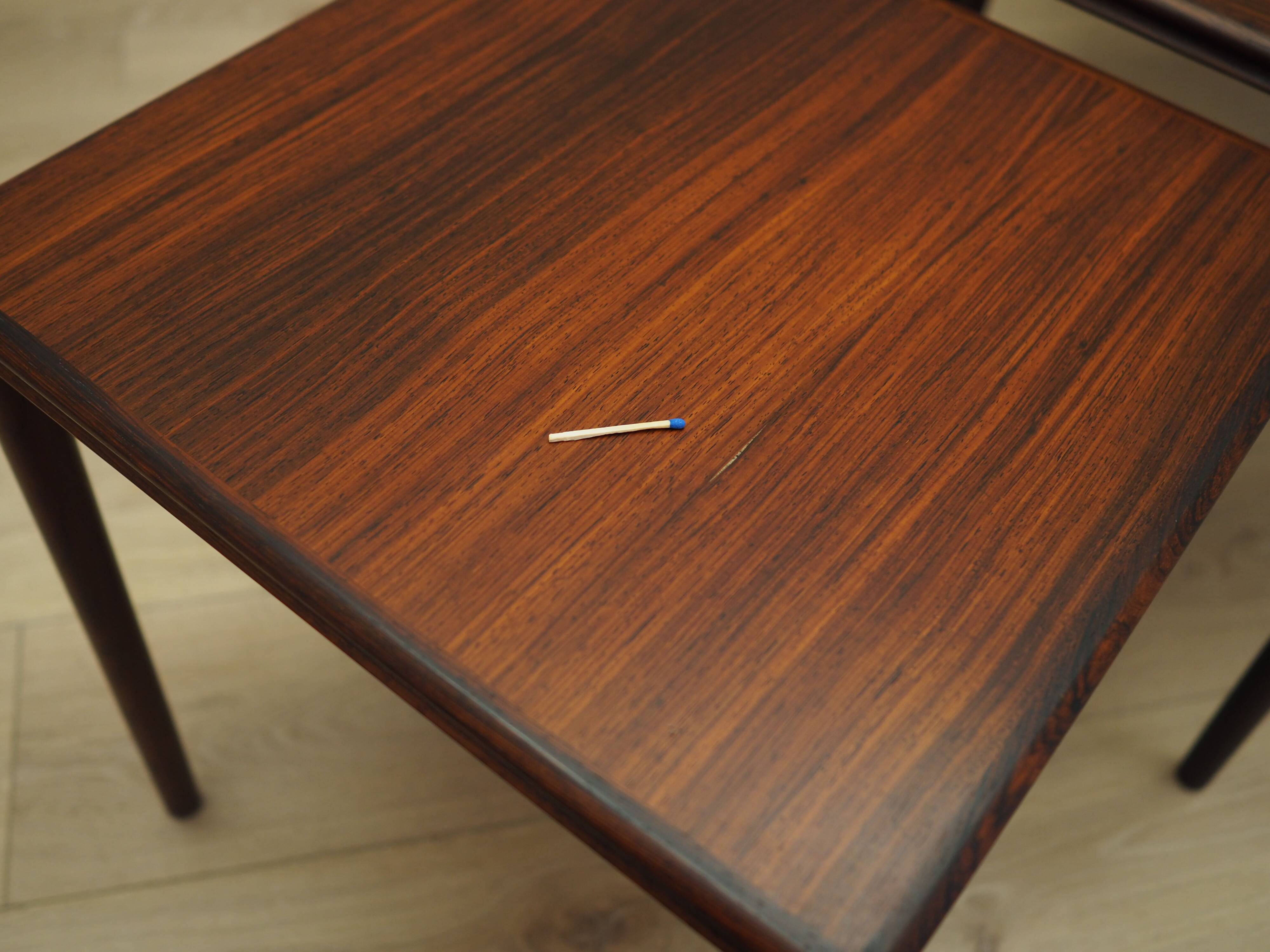Set of three rosewood tables, Danish design, 1960s, production: Denmark