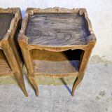Pair of Louis XV style tables in solid oak, 1960