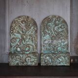 Pair of signed ceramic wall planters, pot cover