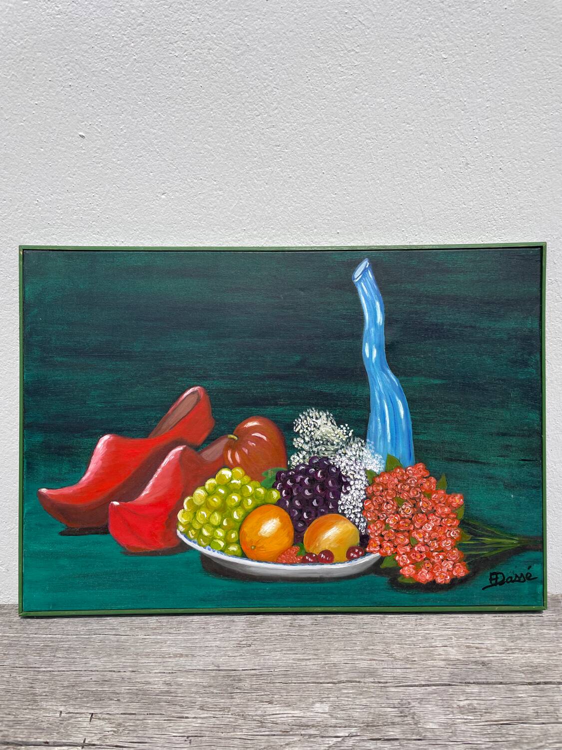 Still life with clogs and fruit / oil on canvas