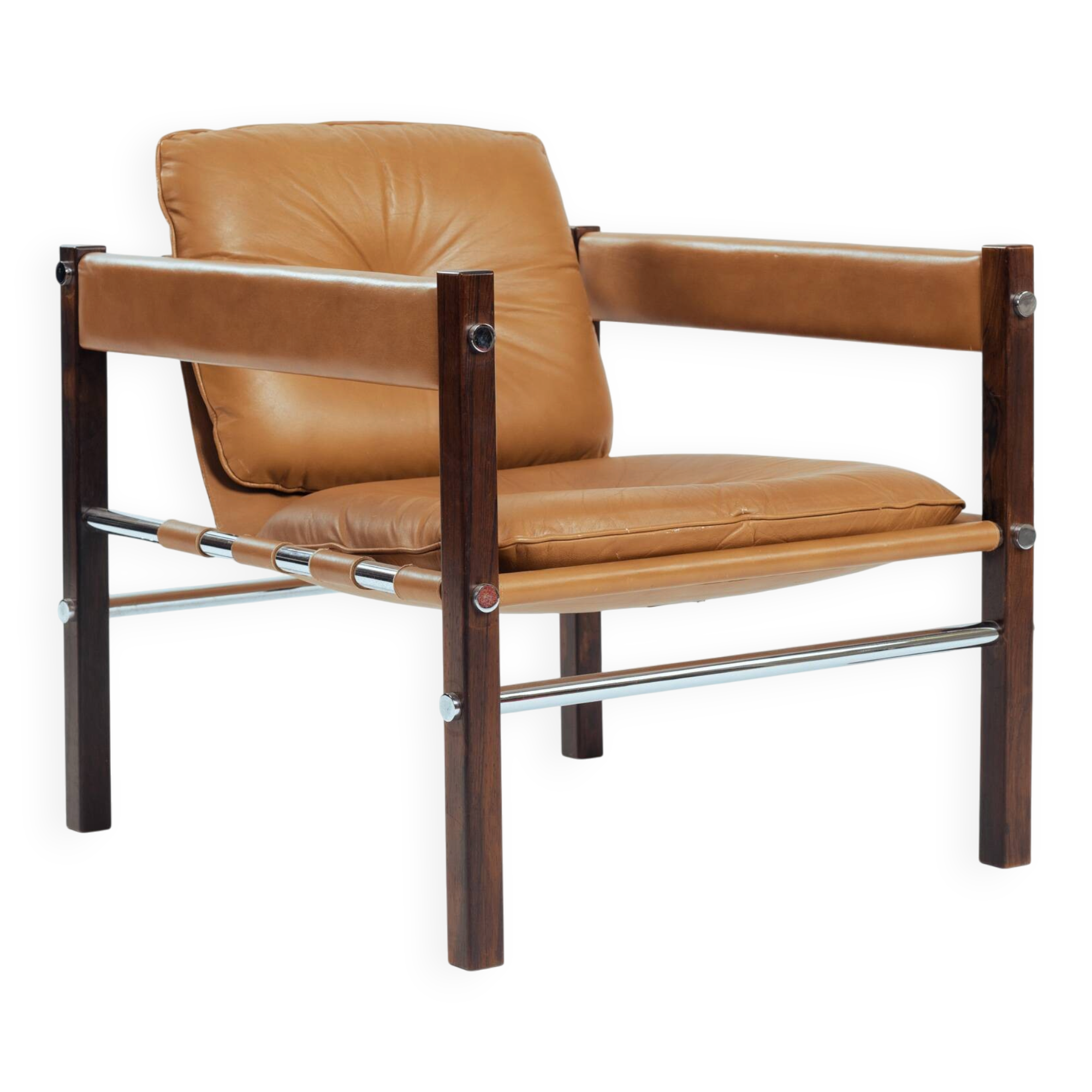 Armchair in Jacaranda Wood and Leather by Celina Decorações, Brazil, 1950s