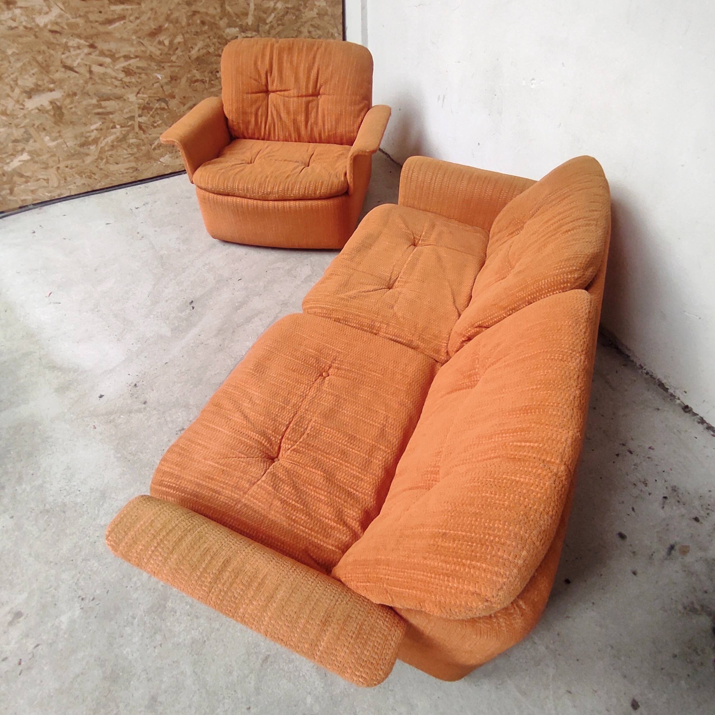 Orange living room set, 1970