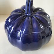 Large vintage soup tureen in glazed ultramarine ceramic