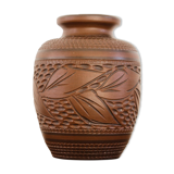 Carved terracotta vase, signed
