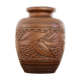 Carved terracotta vase, signed