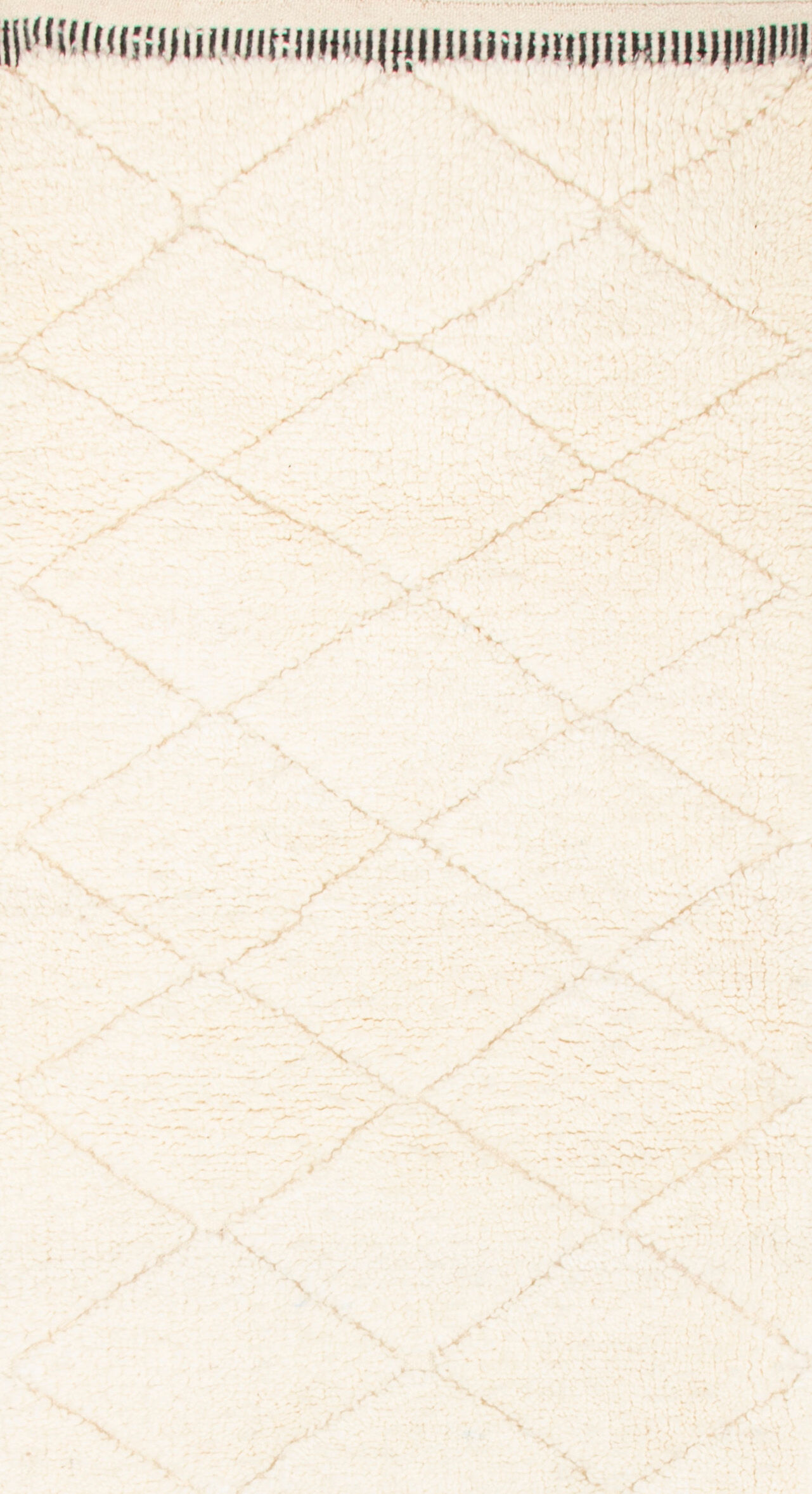 Berbere carpet beni urain ecru corridor with diamonds in relief 302 x 79 cm