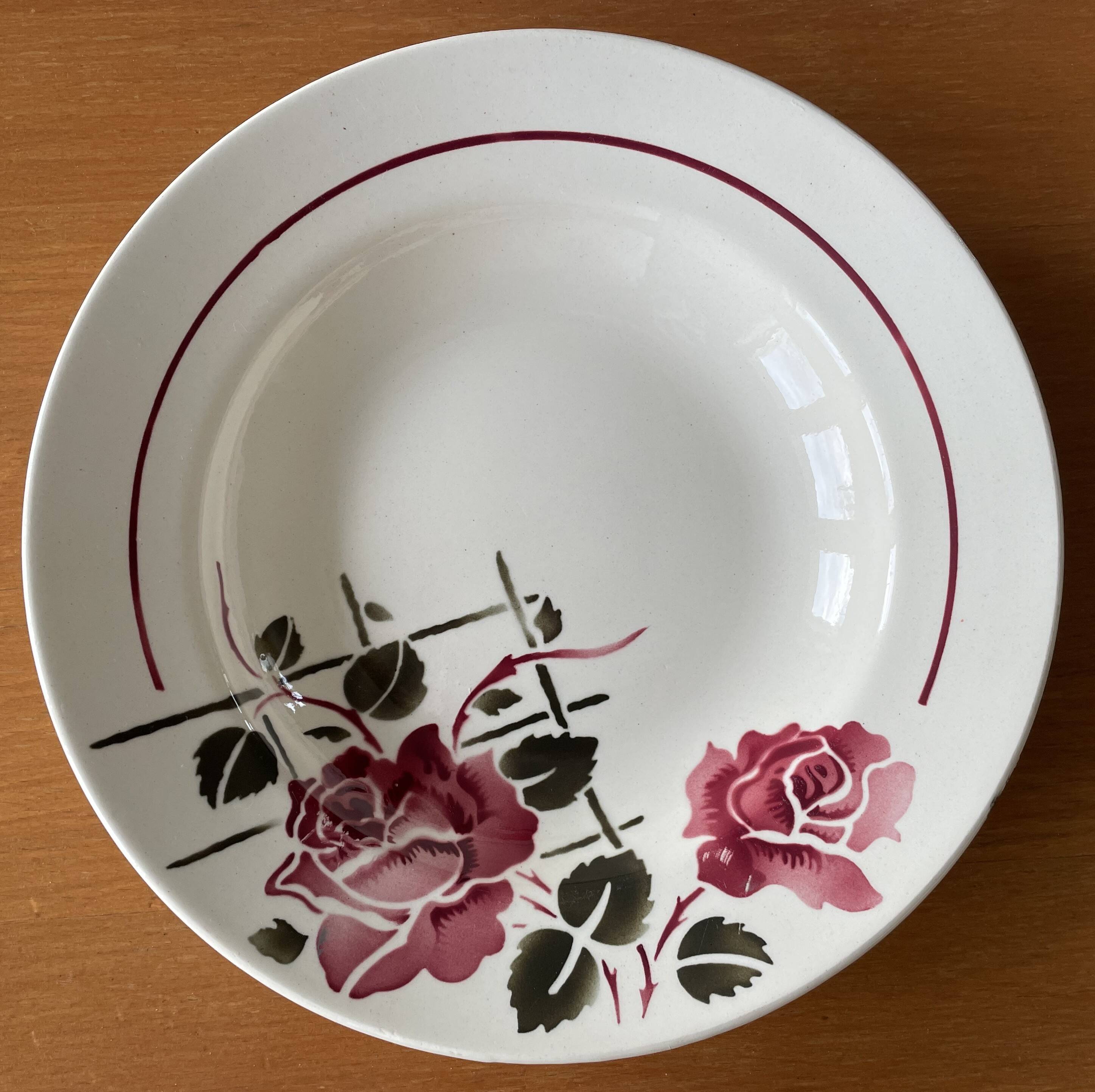 6 antique deep plates in faience from badonviller