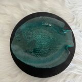 Vintage plate shaped of Arcoroc fish France turquoise