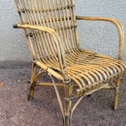 Set of 3 rattan armchairs from the 1970s France