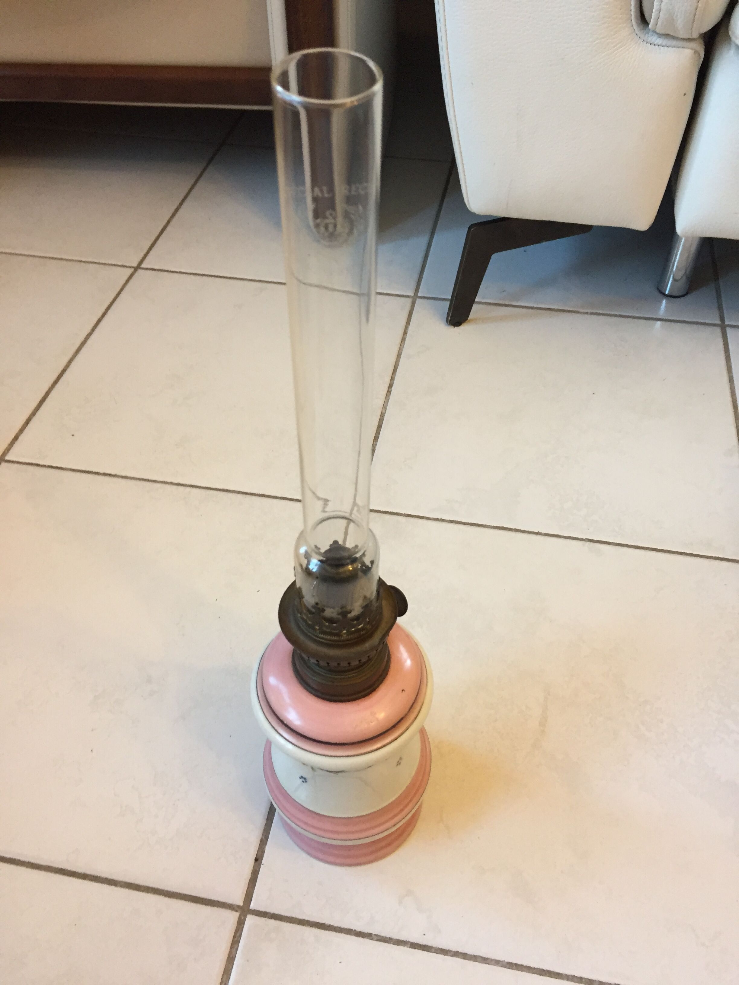 Old ceramic kerosene lamp