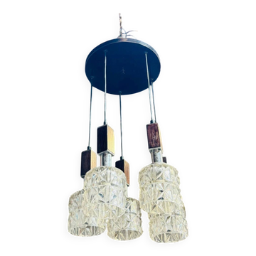 Lampadario danese in metallo cromato