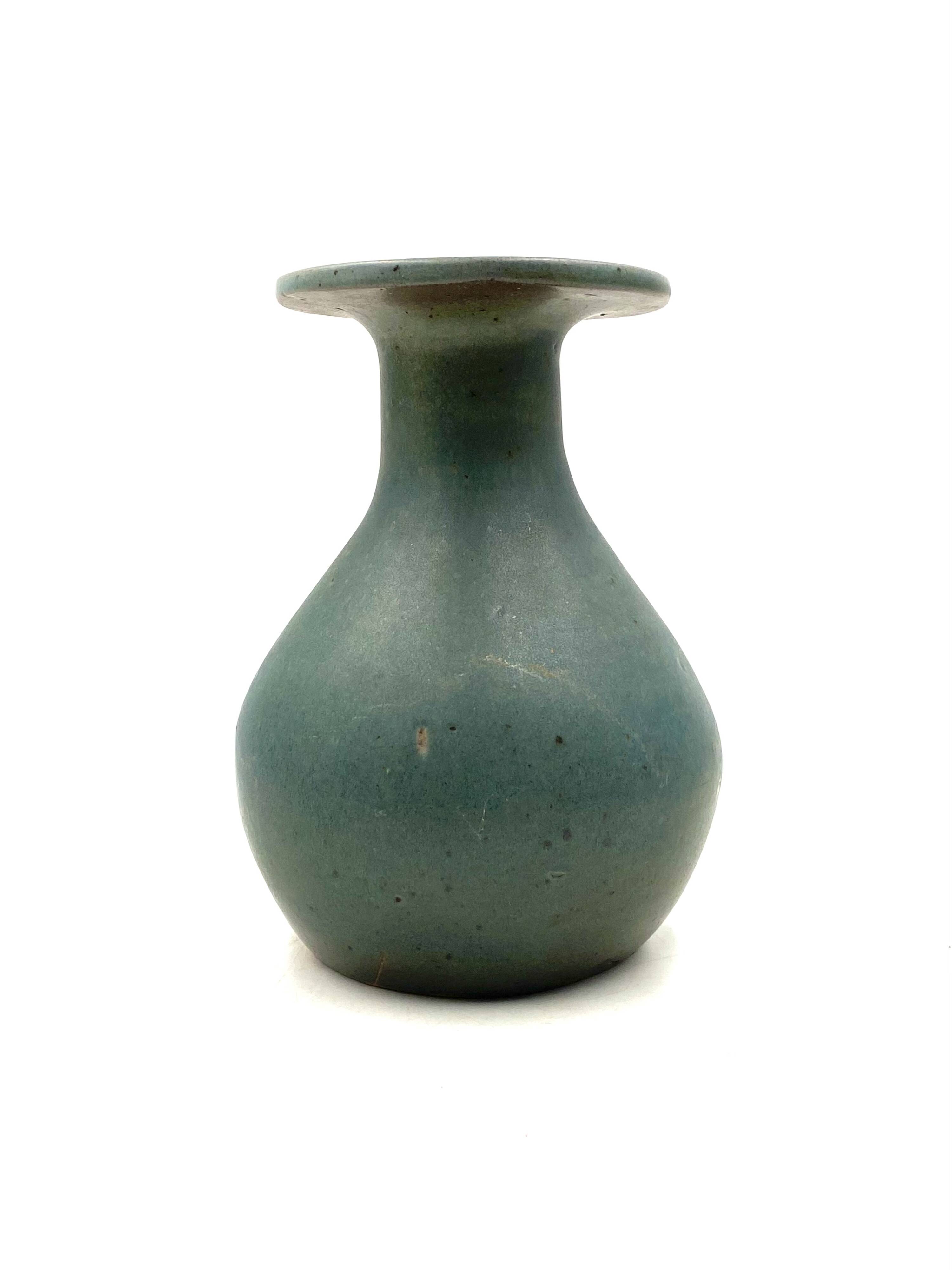 Midcentury light blue ceramic vase, France 1960s
