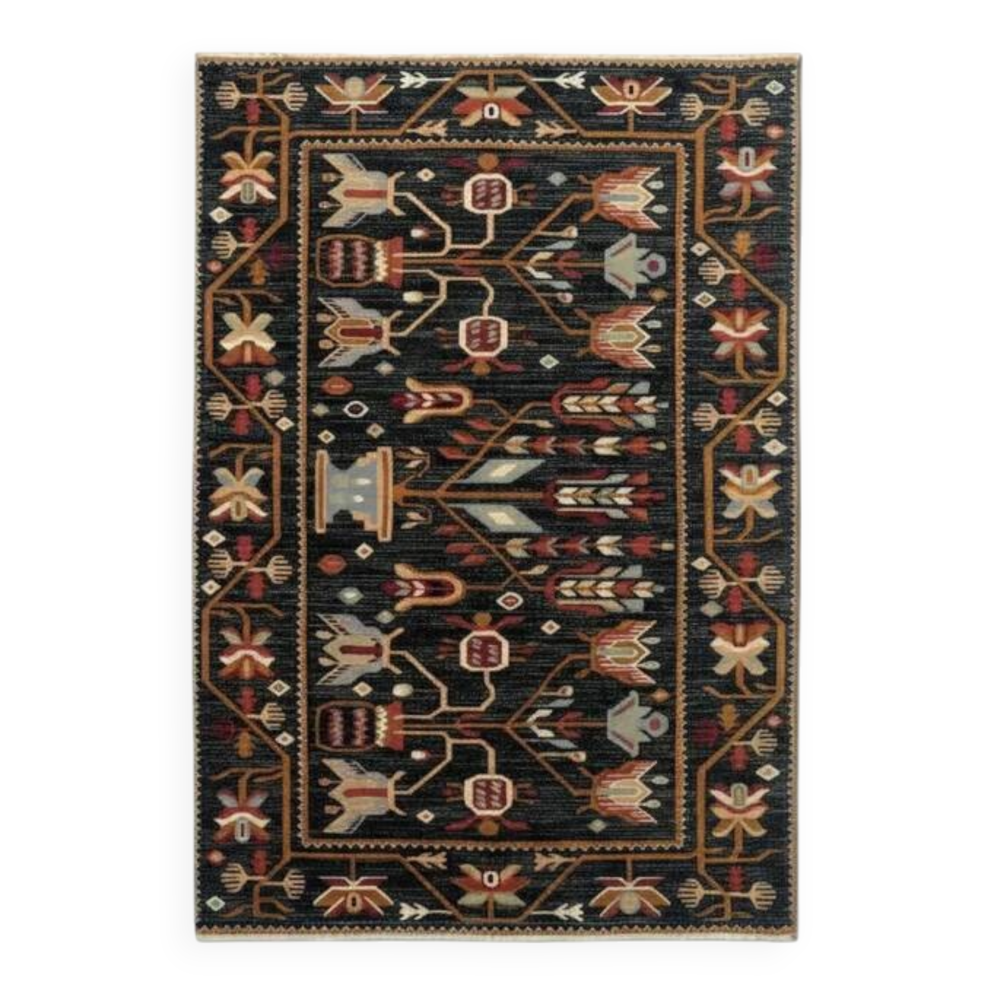 Tapis persan floral noir