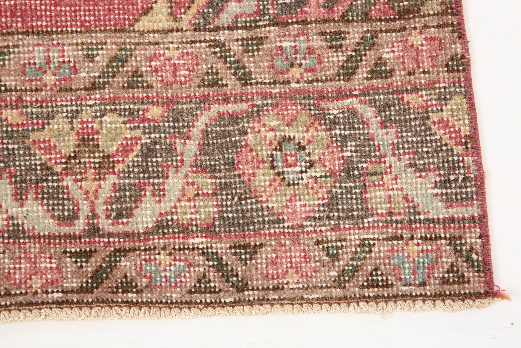 3x13 Red & Pink Vintage Runner Rug, 91x399Cm