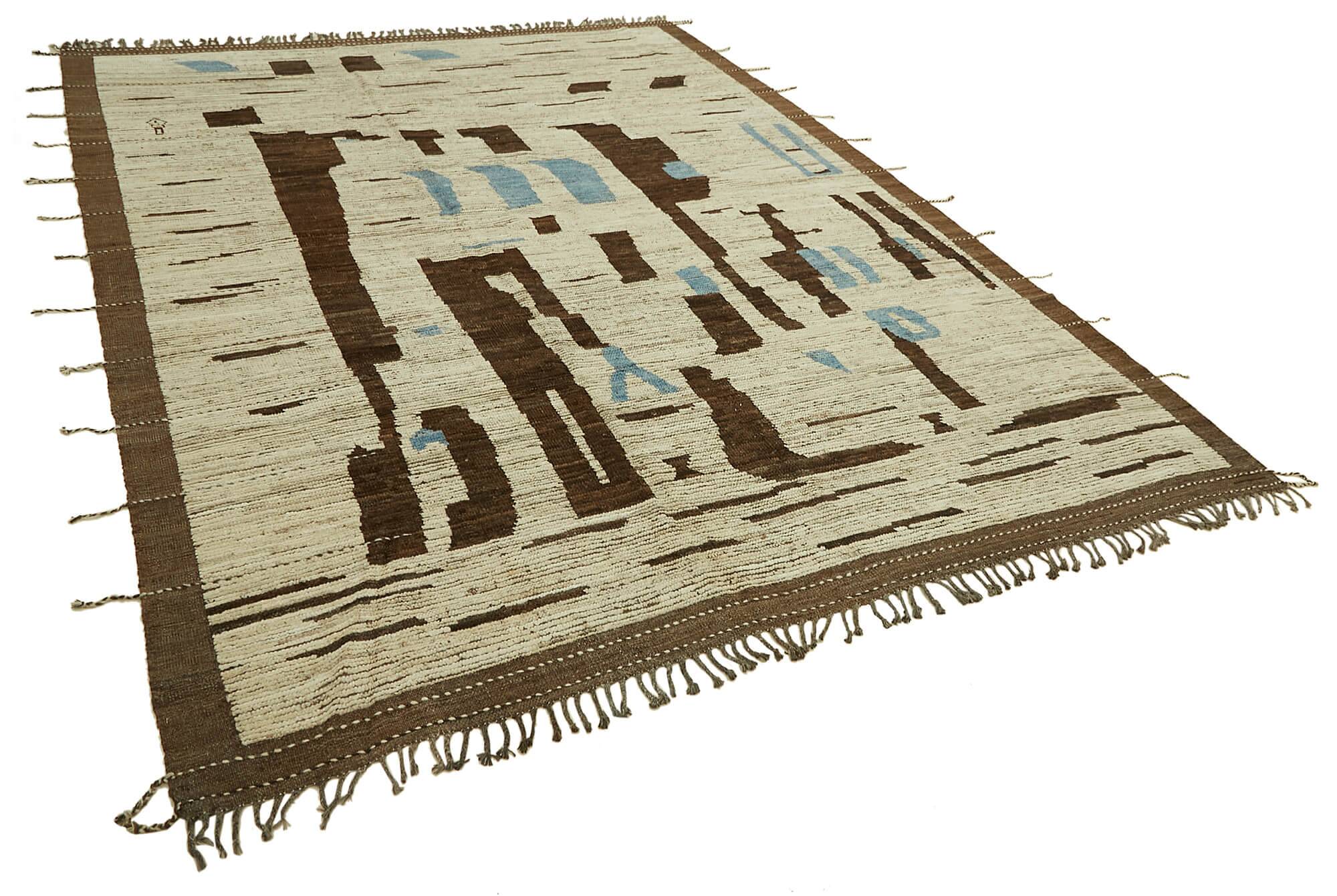 Handwoven Tribal One of a Kind 274 cm x 378 cm Beige Wool Carpet