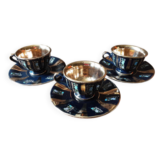 Set of 3 Benju Seramik cups and saucers