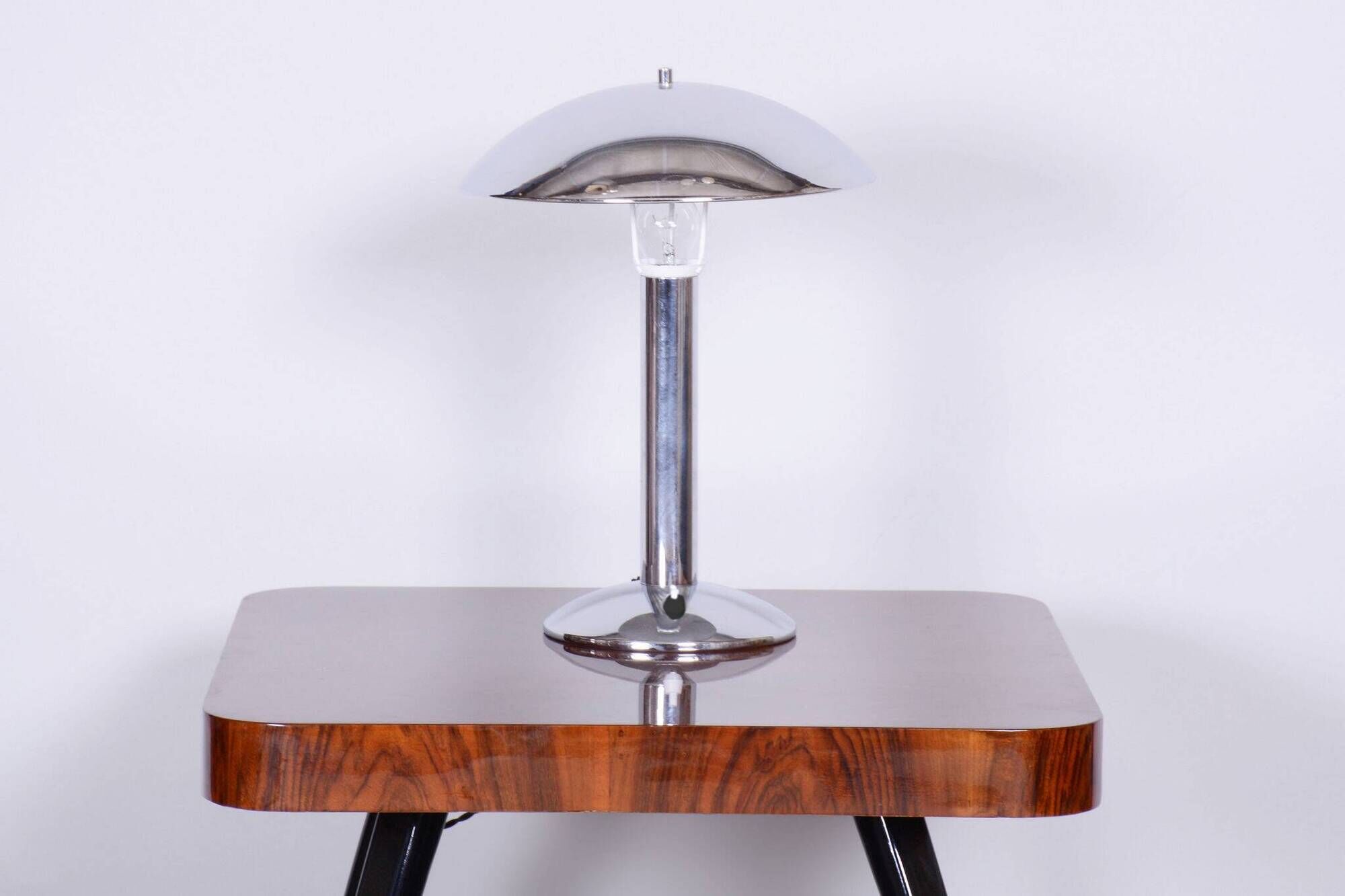 Original artdeco table lamp, chrome, functional electrification, czechia, 1930s