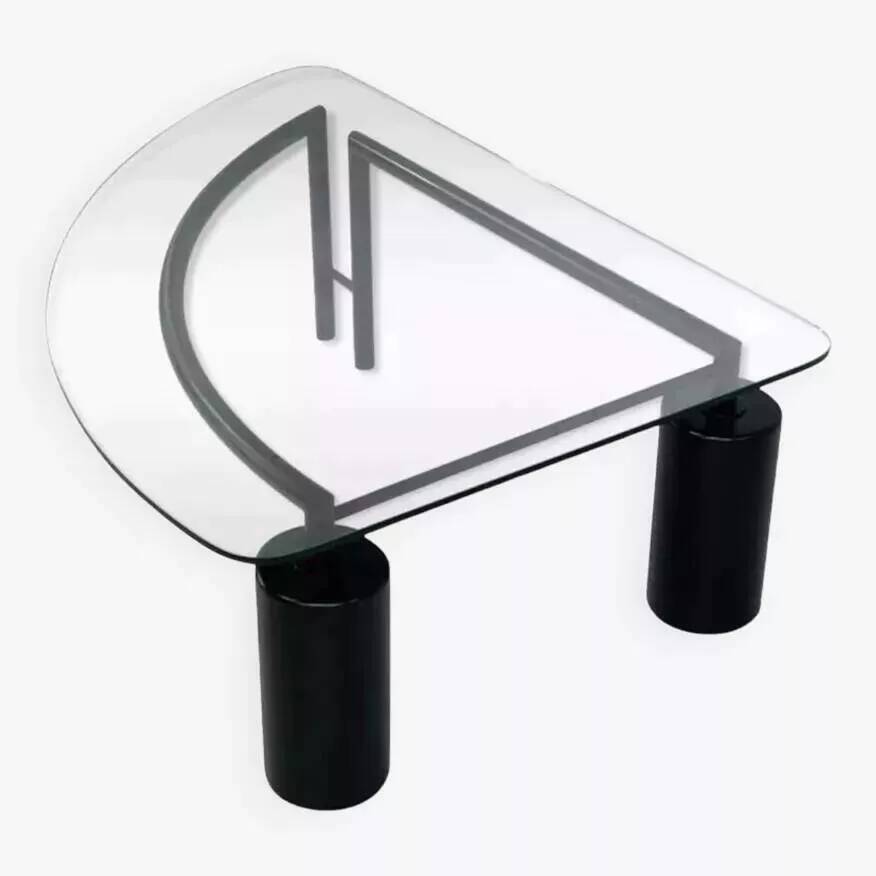 80s coffee table in metal and glass