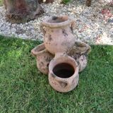 Pot de fleurs multiple en terre cuite, terracotta 1960