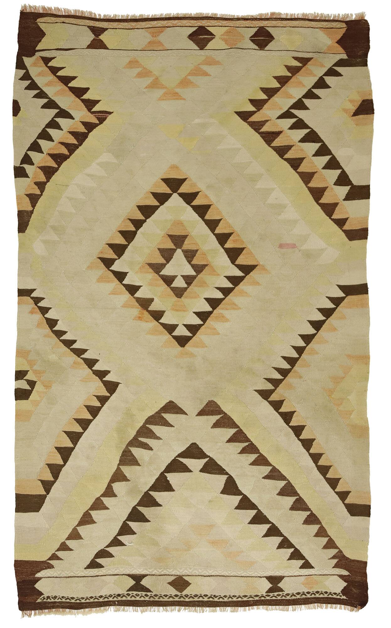 Turkish Anatolian Handmade Vintage Area Rug 246 cm x 147 cm