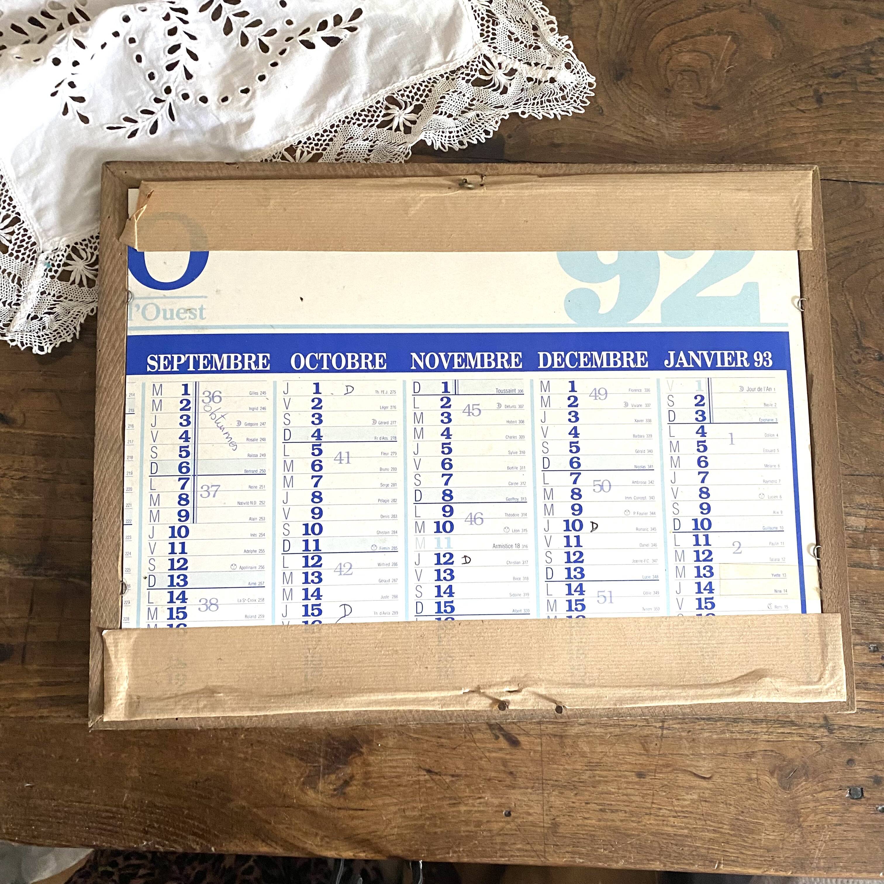 Old watercolor flowers anemone framed