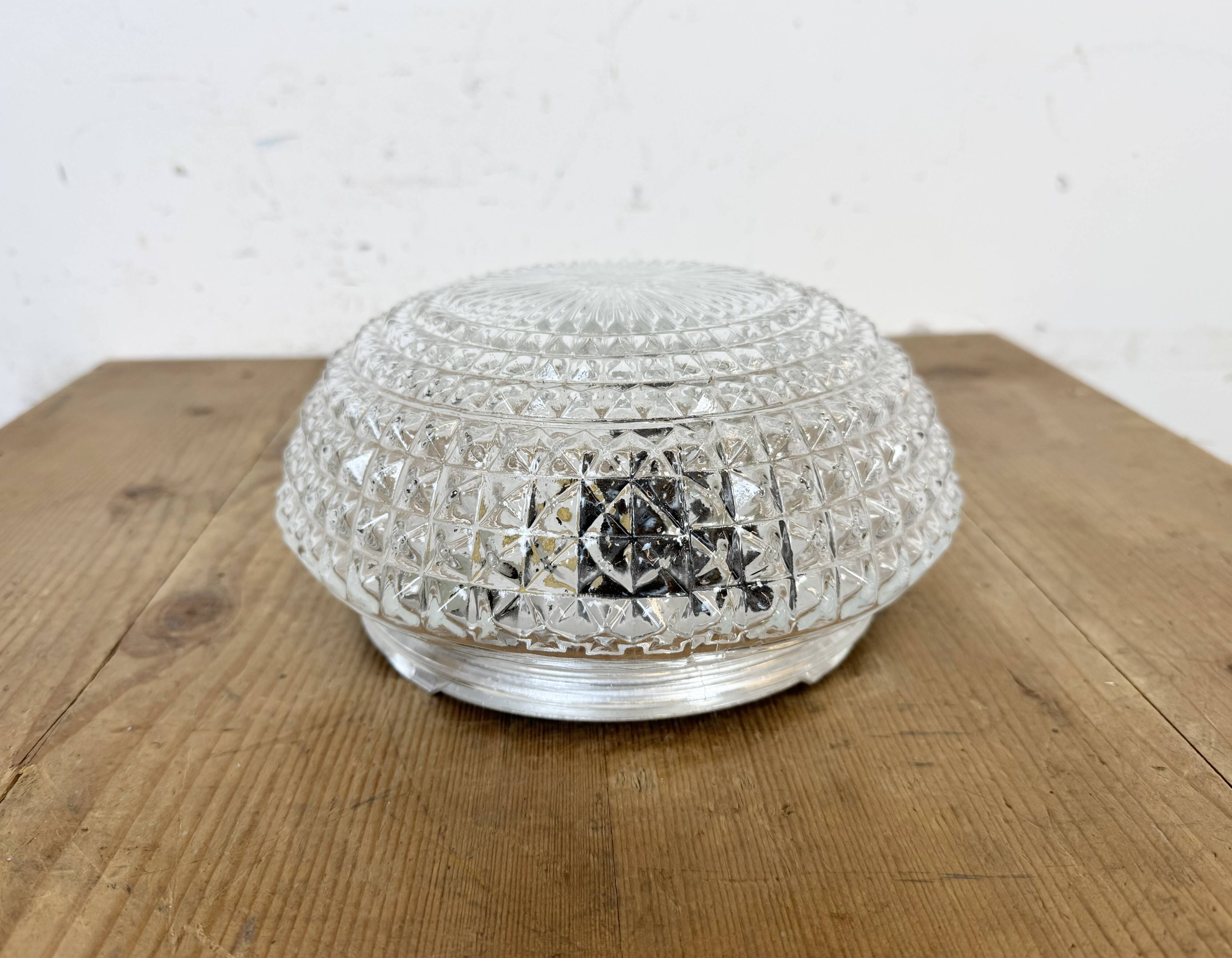 Vintage Glass Wall or Ceiling Light, 1970s