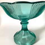 Coupe sur pied en verre vert