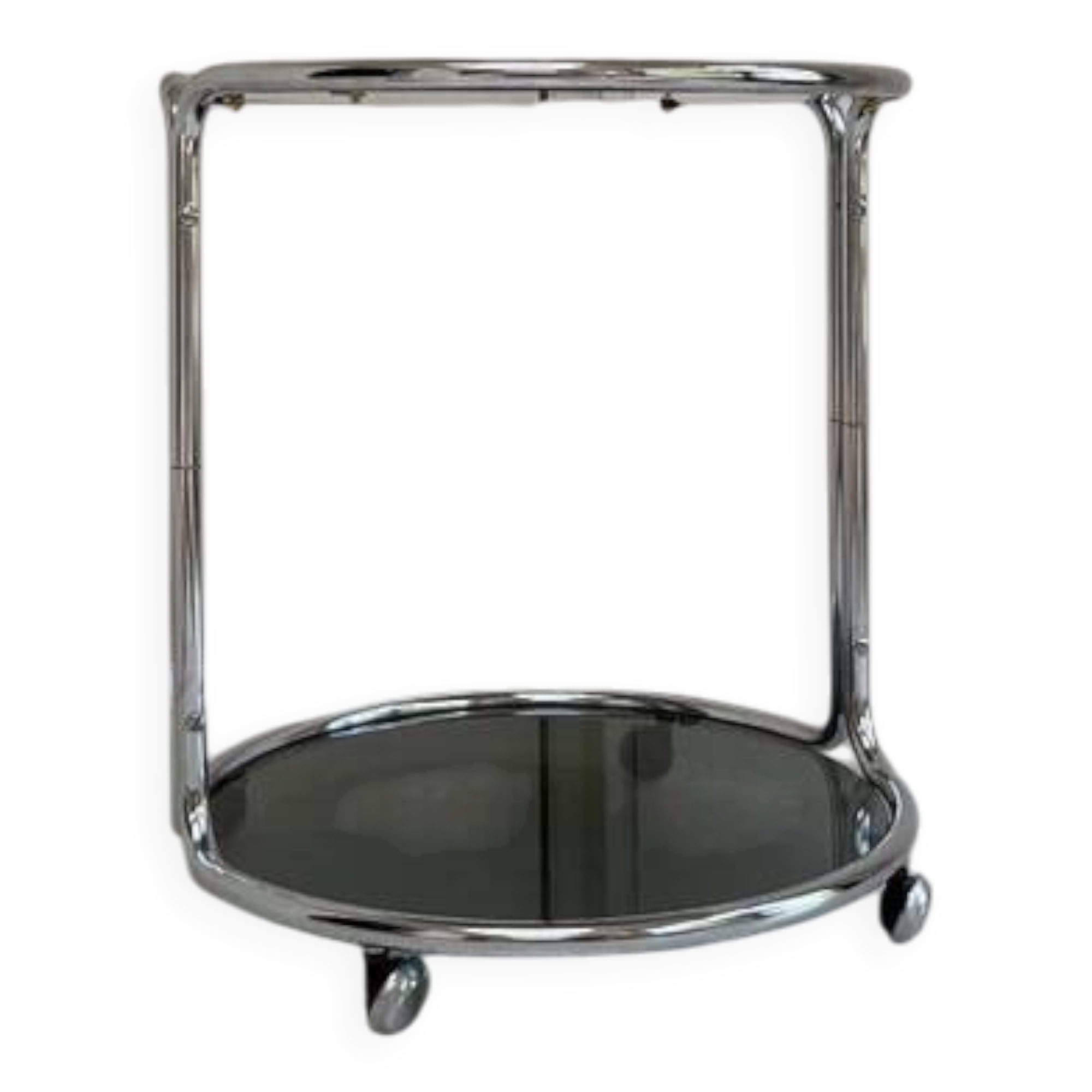 Vintage round chrome trolley / serving cart