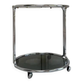 Chariot de service rond en chrome vintage