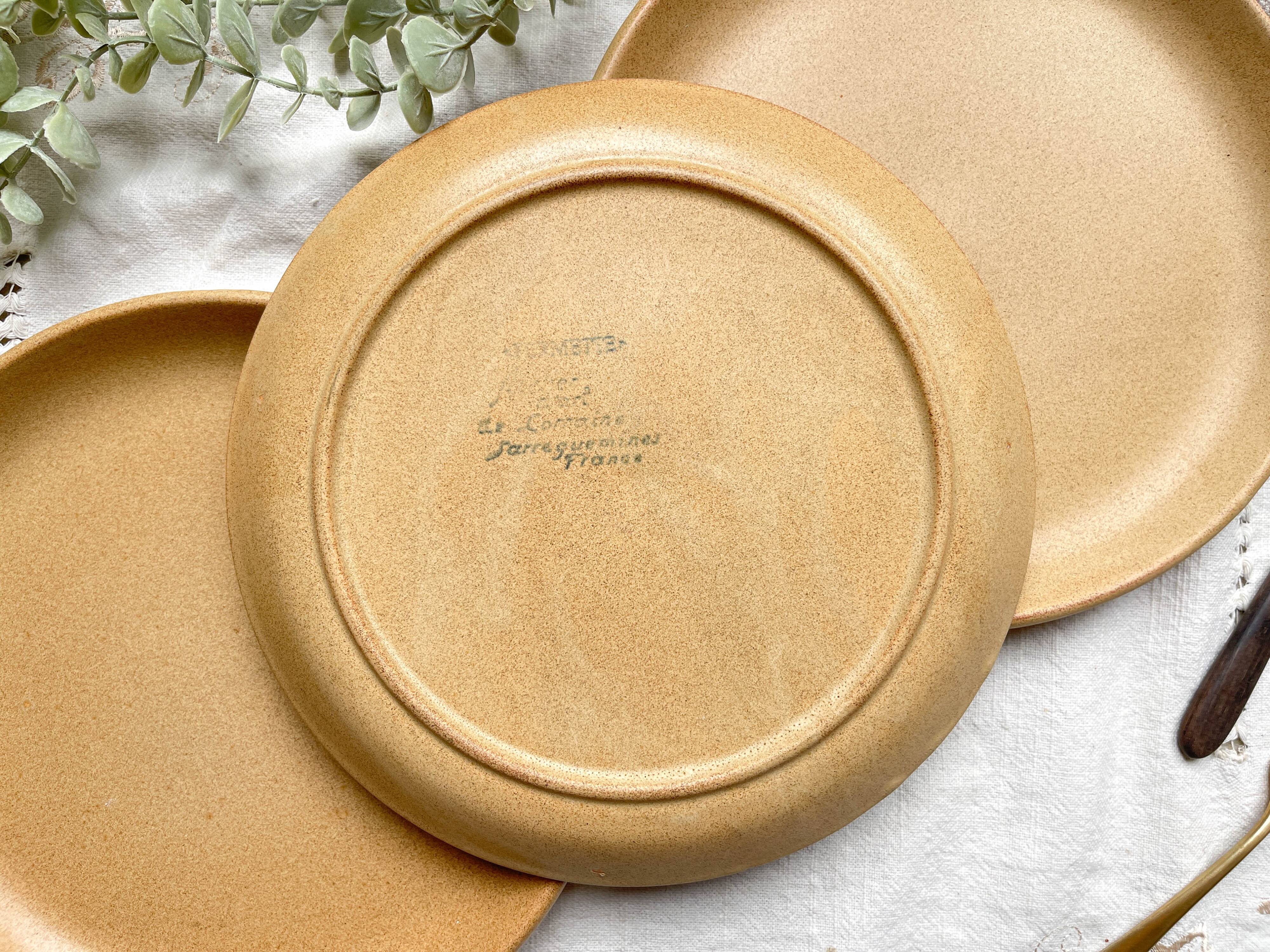 3 Vintage Sarreguemines Stoneware Plates, Fermette model, made in France