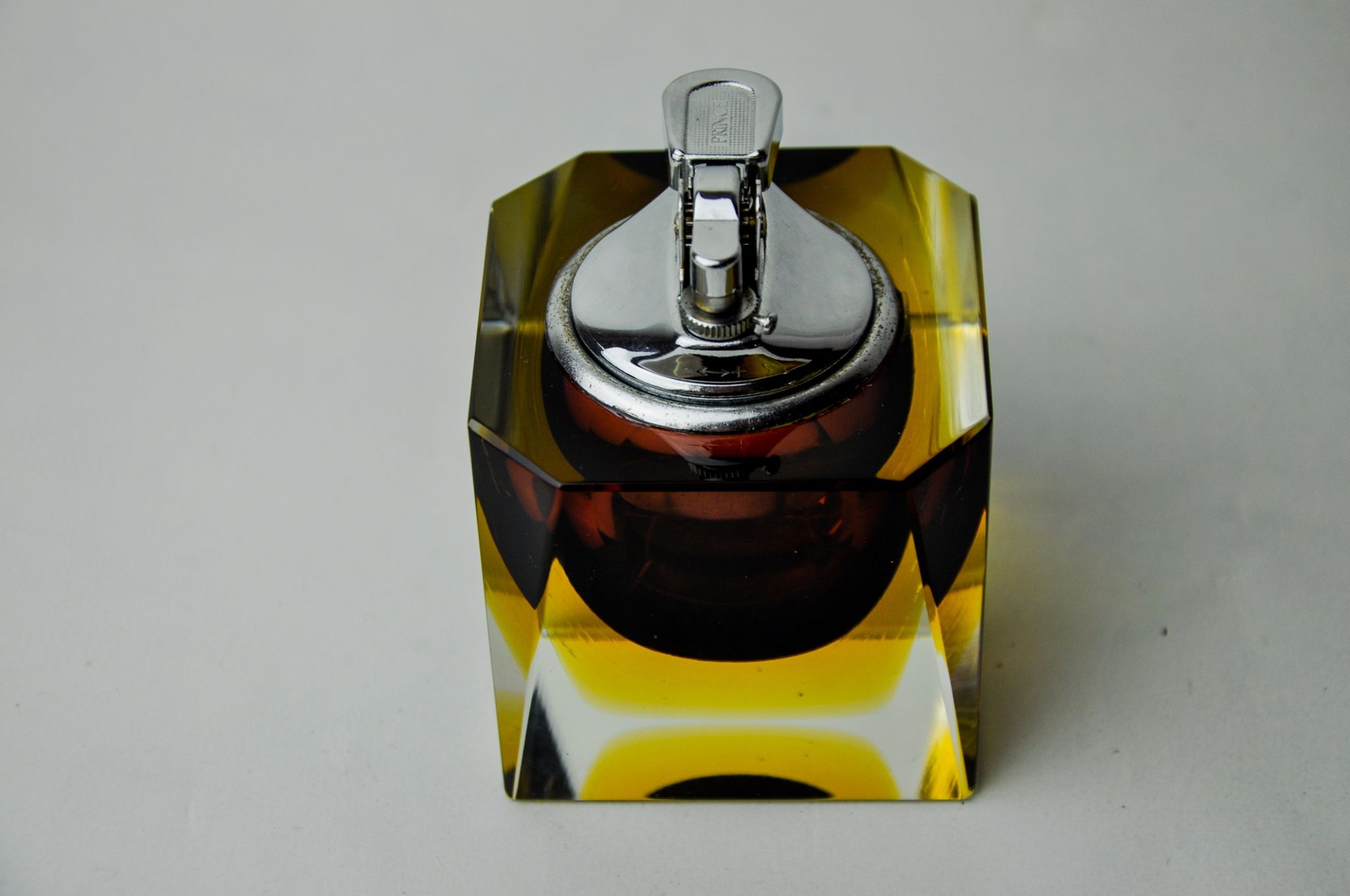 Red and yellow Sommerso lighter by Seguso, Murano glass, Italy, 970