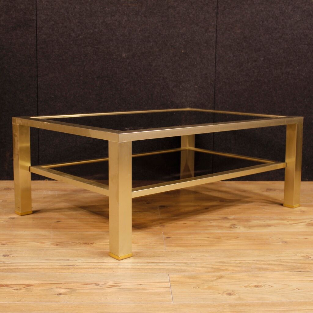 French design coffee table in glass and metal