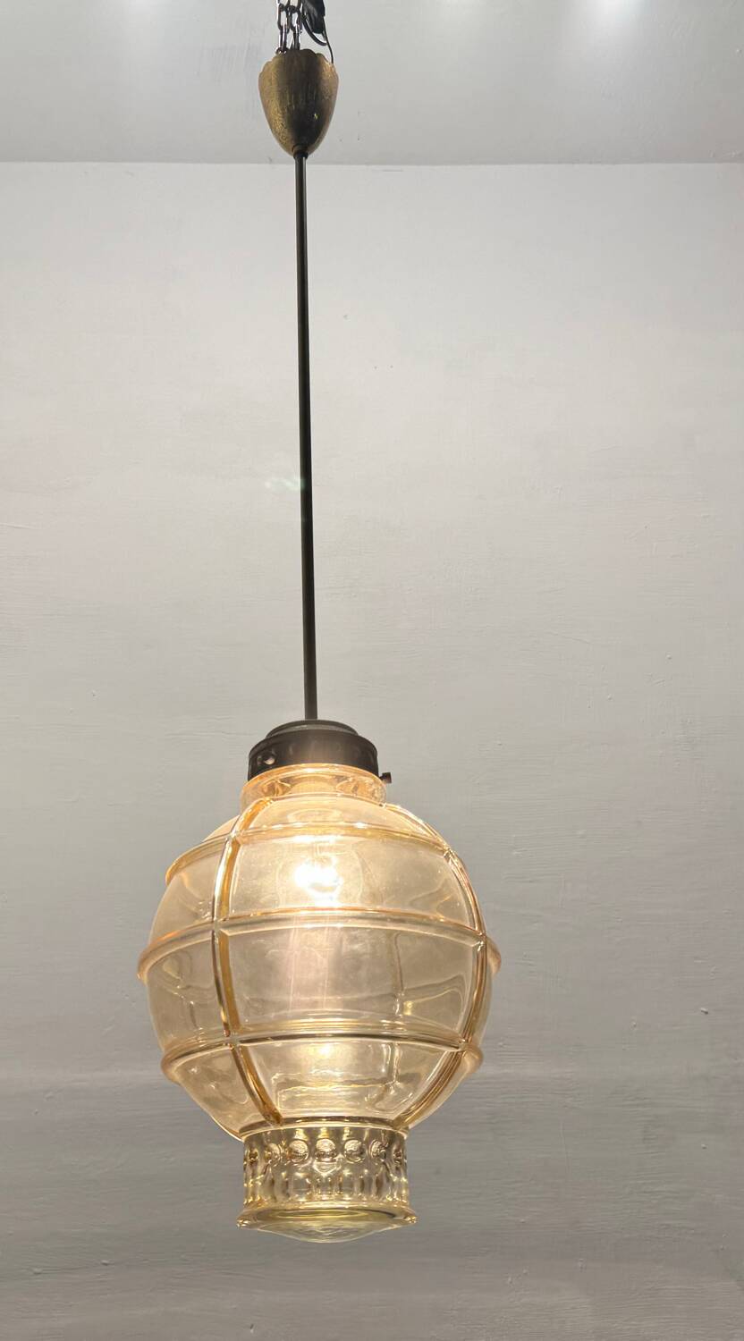 Vintage Bronze Glass Light Pendant 1960’s