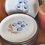 Vintage stoneware plates illustration of currants hand-painted