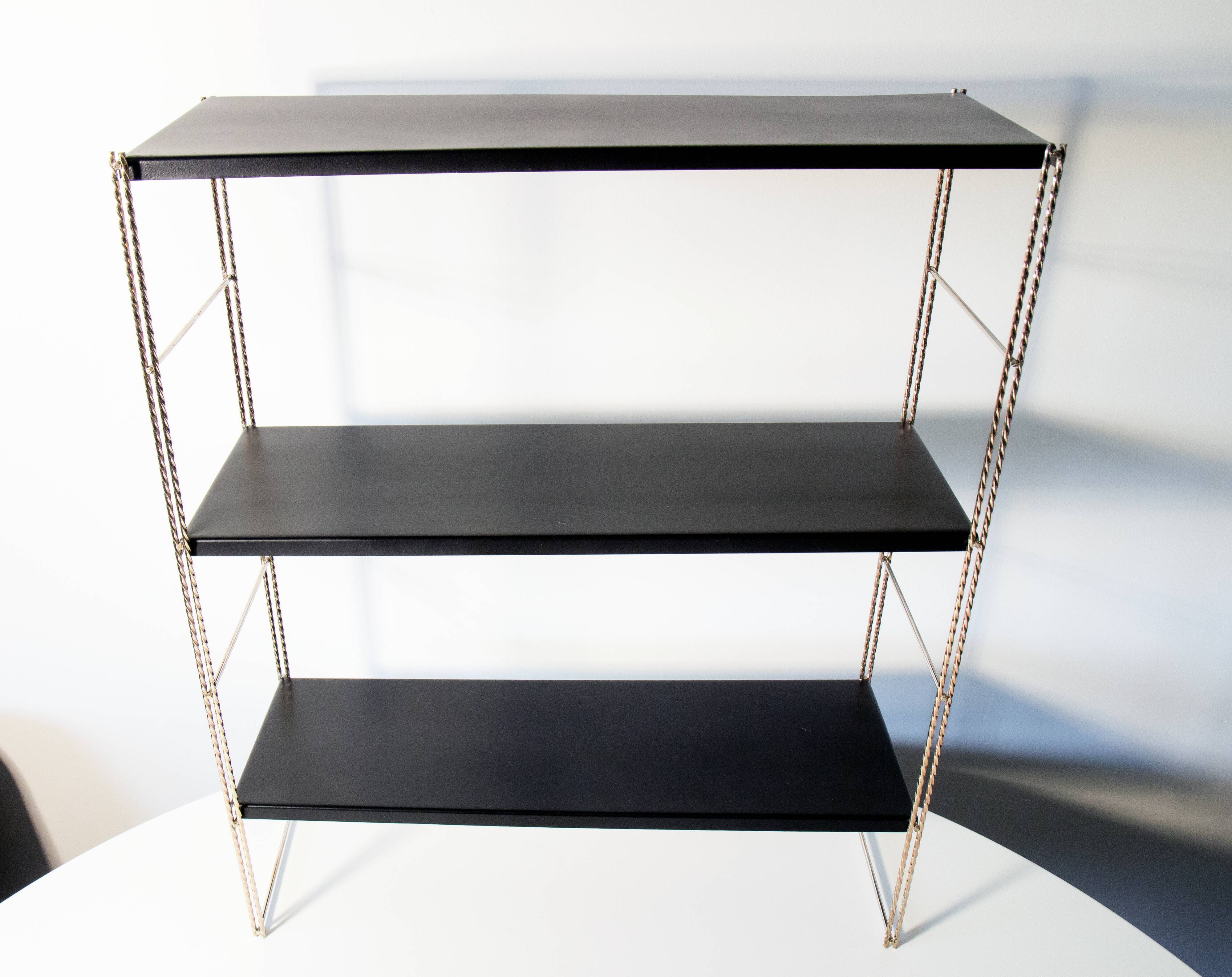 Modular shelves in brass and black steel 60s